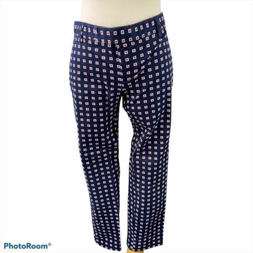 GAP Slim Cropped Blue‎ & Red Patterned Pants